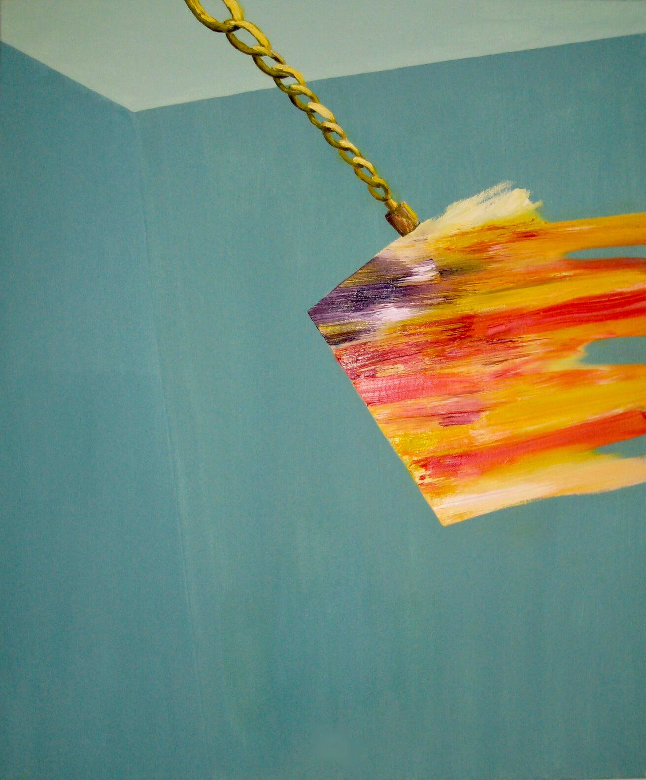 Plastic Chandelier, 2008, oil on canvas by Simone Chagoya